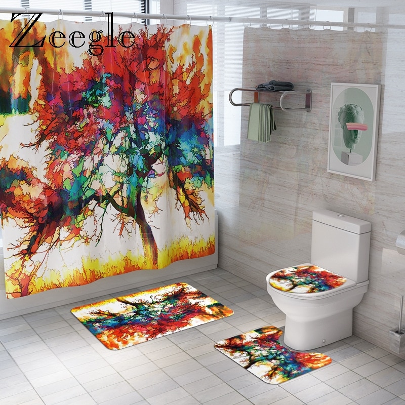 Zeegle Bunte matt für Schlecht Wasserdicht Dusche Vorhang Deckel Wc Abdeckung Schlecht Dusche matt Wc Teppich Waschbar Schlecht einstellen