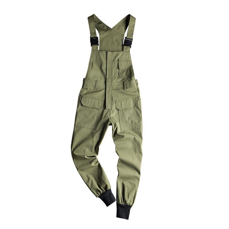 ABOORUN männer Harajuku Lätzchen Overall Große Taschen lässig Strampler Overall Schwarz Armee Strumpf Ausgestelltes Gerade passen Hosen für Männliche