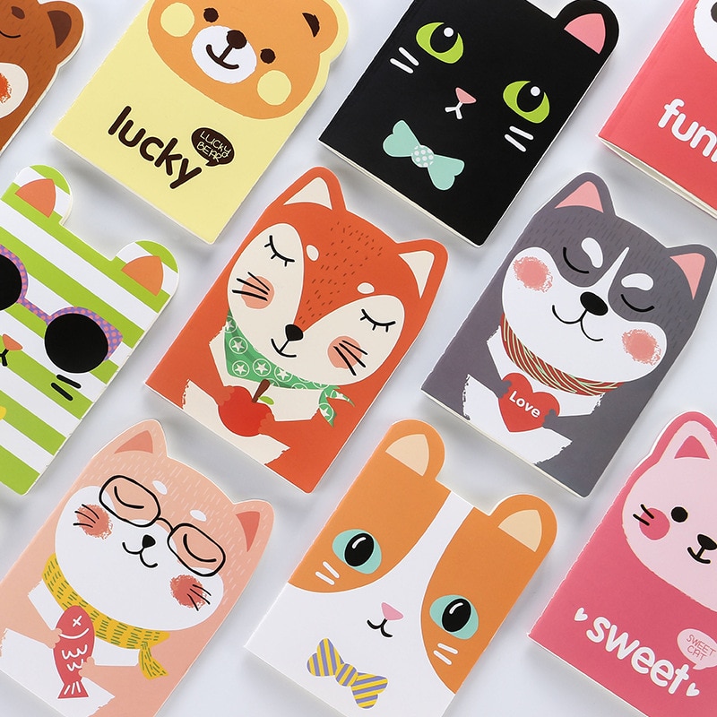 (4 Teile/los) Koreanische Kreative Karikatur Notizbuch Tragbare Mini Notizbuch Schüler Schreibwaren Kleine Notizbuch