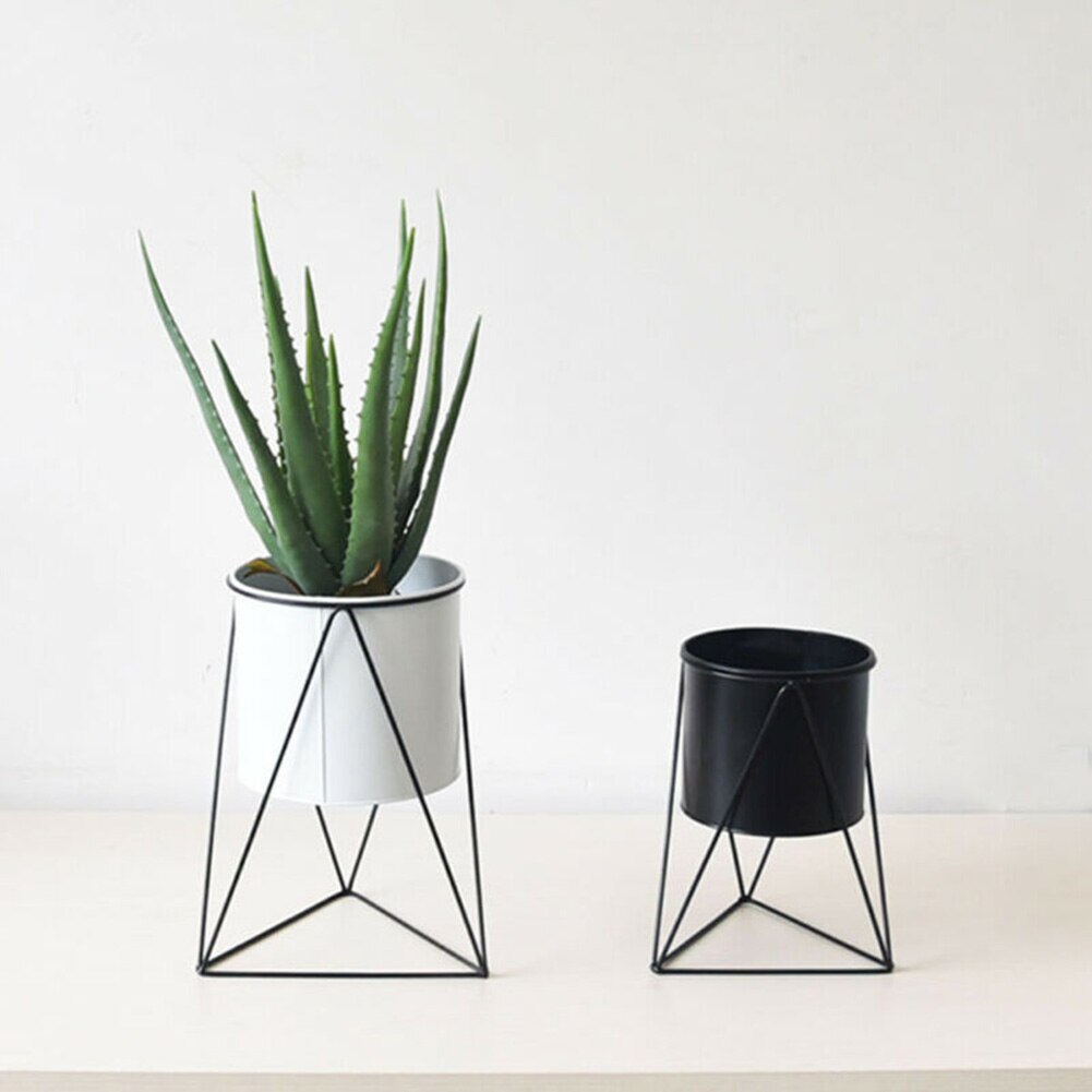 Metall Blumentopf Stand drinnen Garten Dekor Blume Pflanzer Anzeige Halfter Regal Anzeige Steht Garten Töpfe Pflanzer Weiß Schwarz