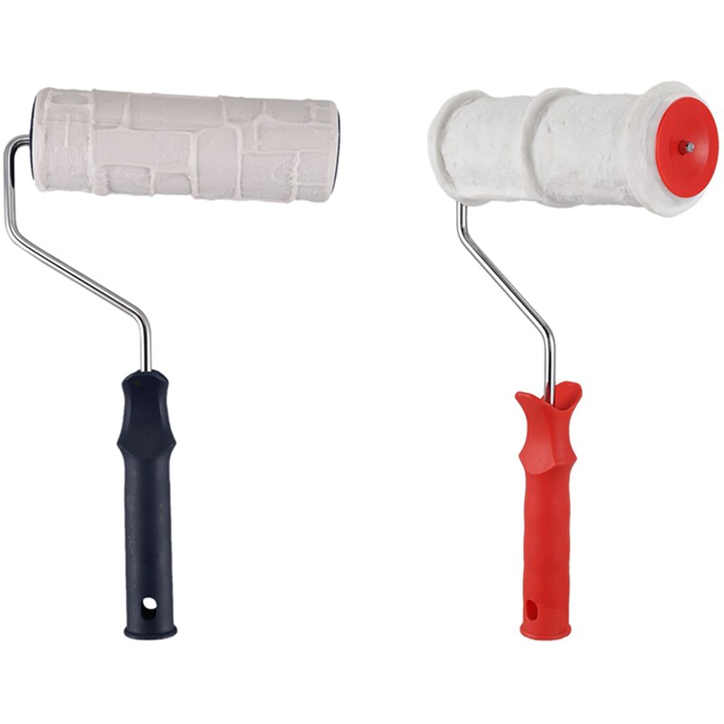 2Stck Farbe Rolle Ziegel aufbringen Zauberstab Malerei Werkzeuge Stempel Textur Keramik Rad Haushalt Zauberstab Dekoration Pinsel