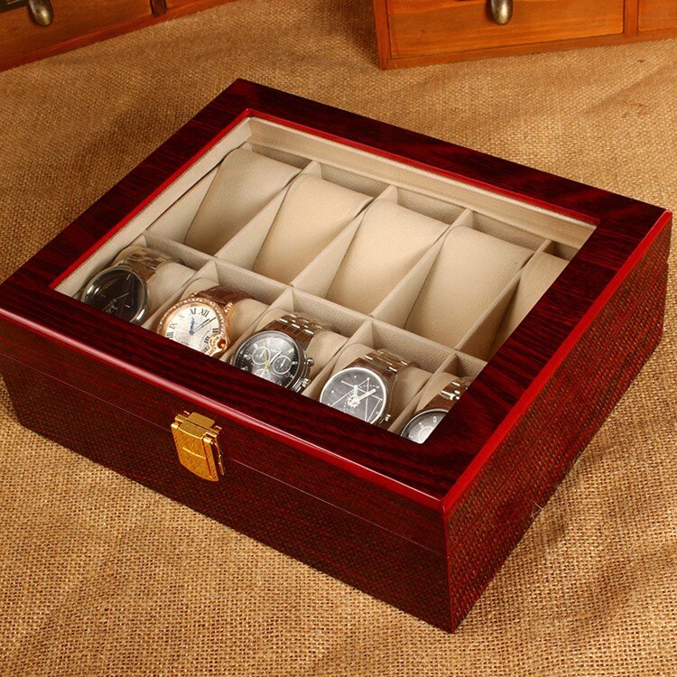 (Spezielle Preis) 10 Schlüssel Holz Uhr Anzeige Boxen fallen Licht verrotten Holz Uhr Veranstalter Mechanische Uhr Lagerung Fällen