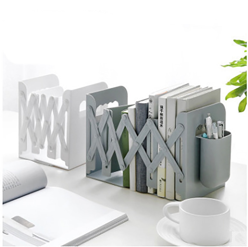 Große Kapazität Versenkbare Buchstütze Rahmen mit Stift Halfter, Einstellbare Magazin/Bücher Halfter Schreibtisch-Organizer Buch Unterstützung