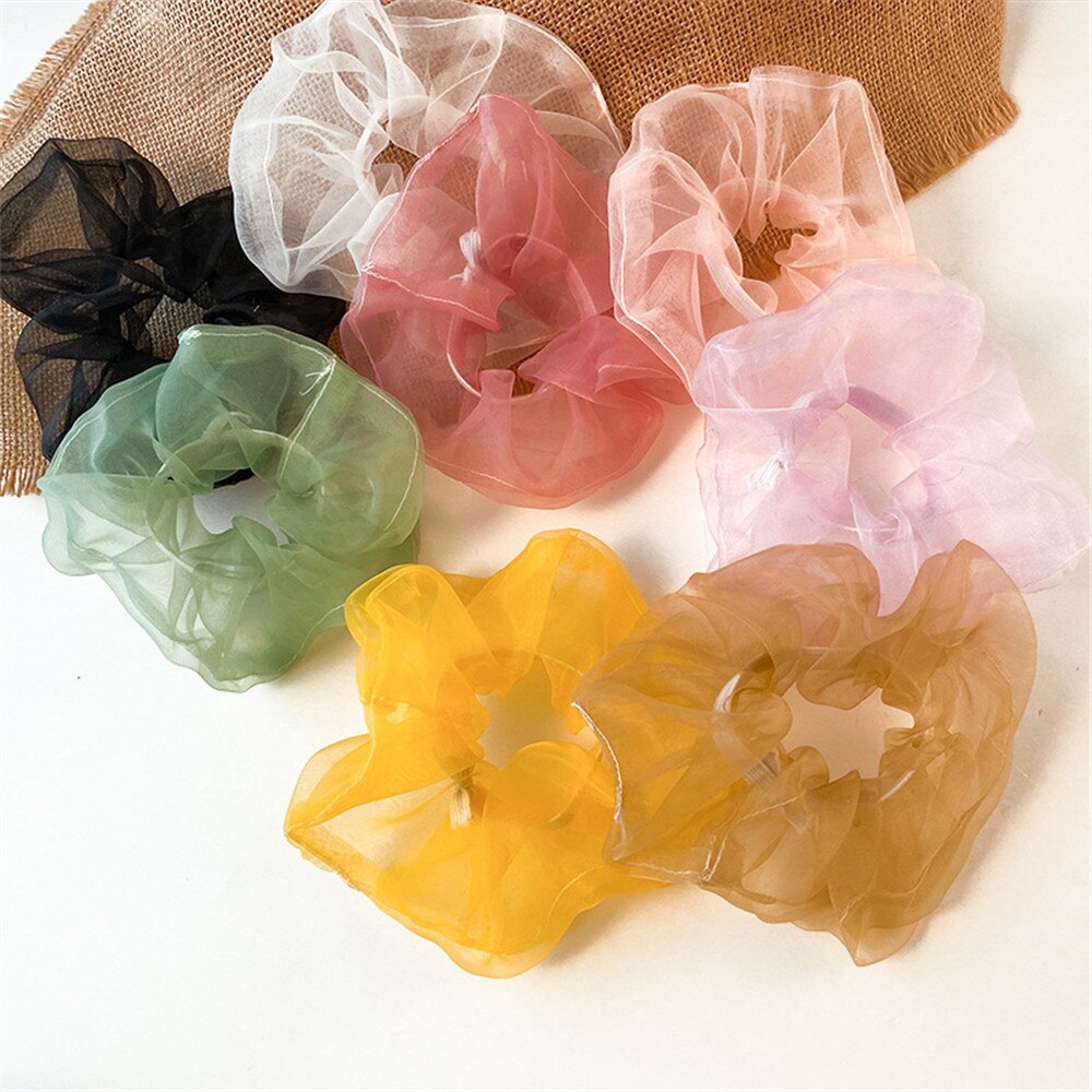 koreanische Reine Farbe transparent Französisch Organza Garn Wolke Haar Ring Elastische Haar Seil Haar Krawatte Haar Zubehör Neue