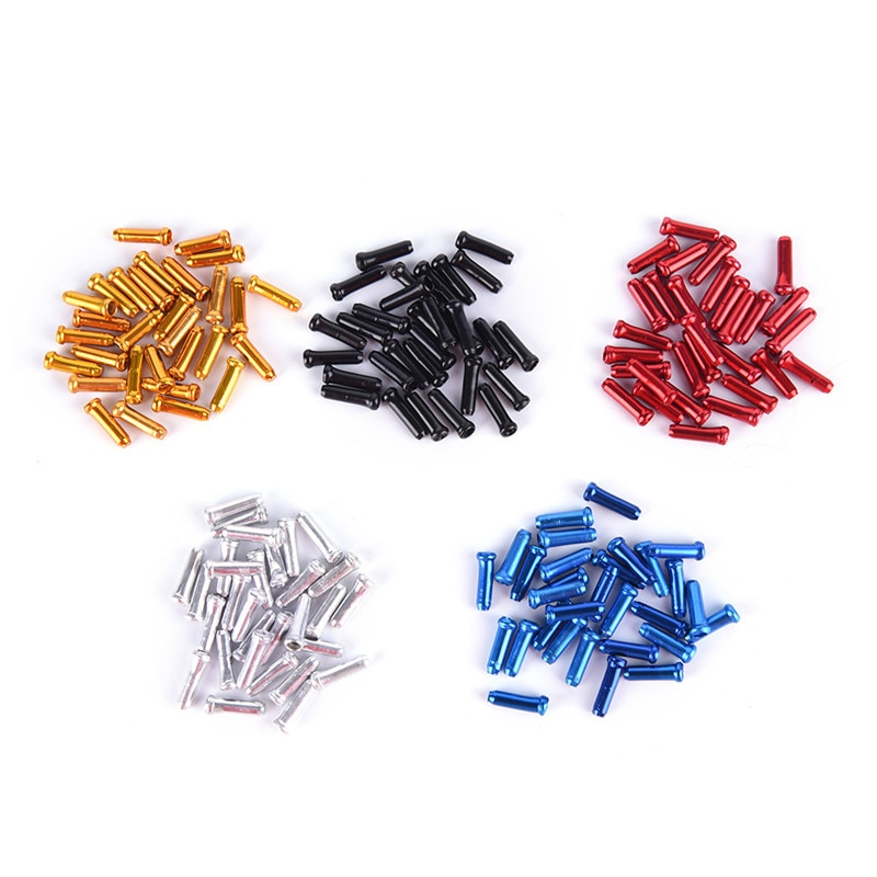 50Stck Fahrrad Bremse Kabel Kappen Fahrrad Schaltwerk Schicht Kabel Draht Ende Tipps Crimps Schwarz/verrotten/Blau/Gold/Silber Farbe Optional