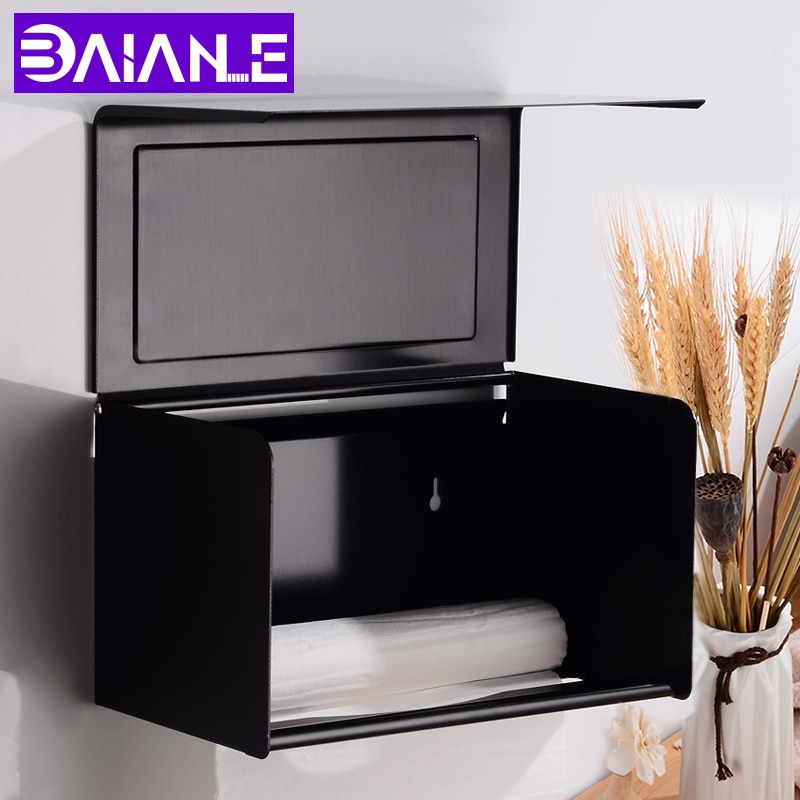 Wc Papier Halfter Abdeckung Wasserdichte Aluminium Badezimmer Gewebe Rollen Papier Halfter mit Regal Schwarz Papier Handtuch Halfter Zauberstab Montiert