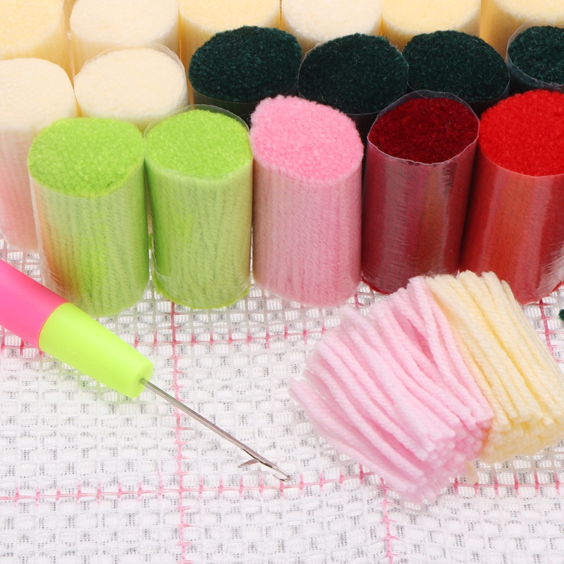 Blumen- Teppich Häkeln Bausatz DIY Kissen Teppich Kissen matt Blume verriegeln Haken Teppich Bausatz Hand Häkeln Stickerei