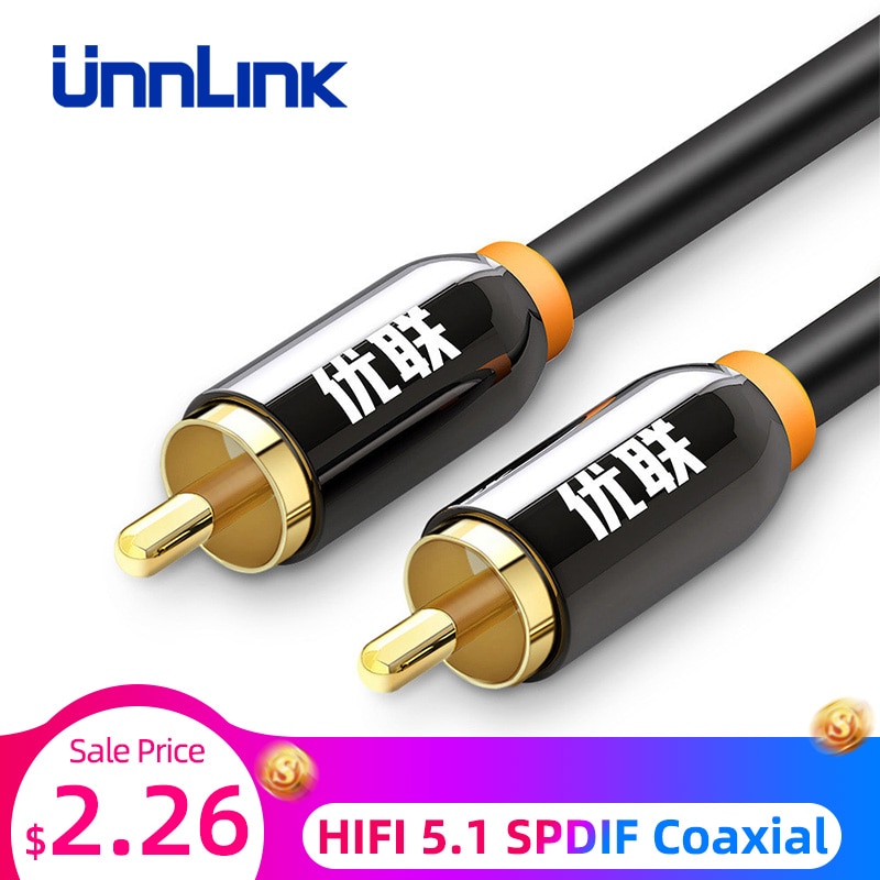 Unnlink HIFI 5,1 SPDIF Koaxialkabel AV RCA Audio- Kabel 1m 2m 1,5 m 3m 5m 8m 10m für Subwoofer TV Lautsprecher Draht Verstärker Soundbar