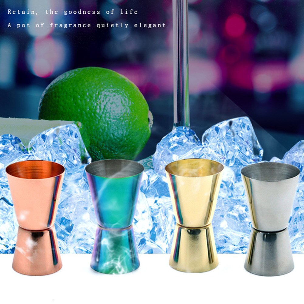 2 stücke Doppel Geist Trinken Shaker Bar Werkzeuge Handwerk Ausgießer 15ml 30ml Partei Edelstahl Messen Tasse Cocktail jigger Wein Küche