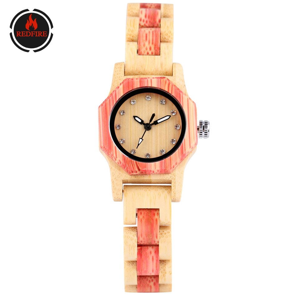 REDFIRE Holz Uhren frauen Armbanduhren Reine Bambus Holz Uhr Band Quarz Zeitmesser Kreative Einfache Frauen Uhr Neue