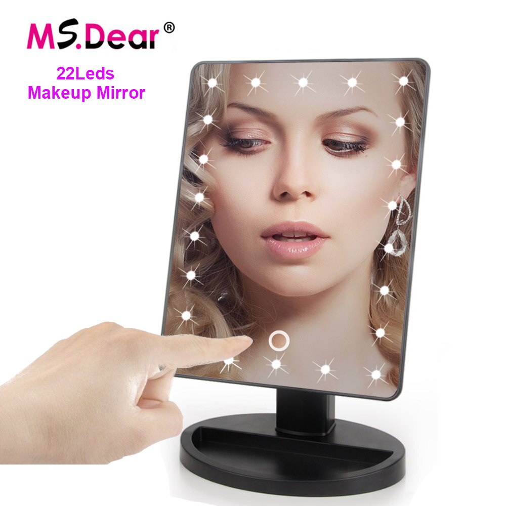 16/22LEDs Licht Touchscreen LED machen-hoch Spiegel mit licht Rotierenden Eitelkeit Kosmetik Spiegel Schönheit Werkzeuge für kosmetische tasche Reise