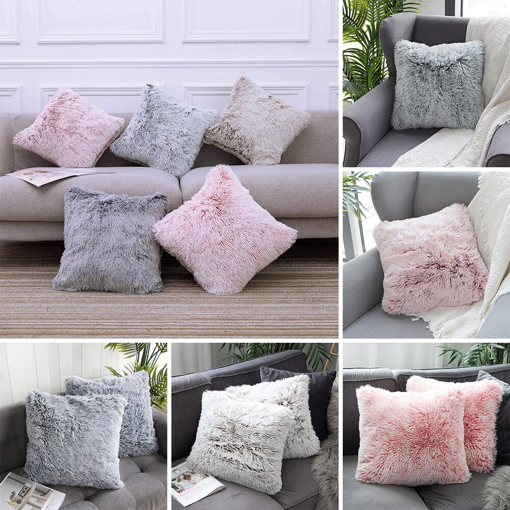 45 × 45cm Plüsch flauschige Weichen Kissen Abdeckung Kissen Einfarbig Fällen Hause Sofa Dekor Sofa Kissen Raum Kissen abdeckung Dekorative