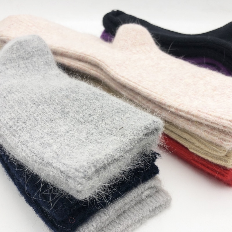 Winter Warme Socken Merino Wolle Socken Frauen Super Dicker Weiblich Rohr Frottee Socken Große Größe