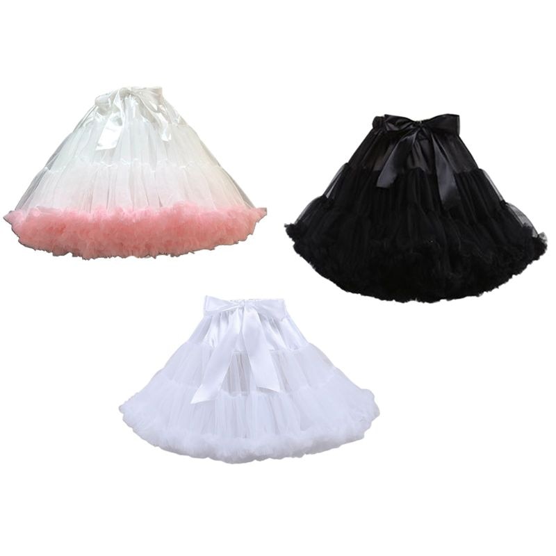 Frauen Lolita Cosplay Petticoat A-linie geschwollen Ballettröckchen Felsen geschichtet Tüll Ballett tanzen Pettiskirts groß Bowknot Unterrock