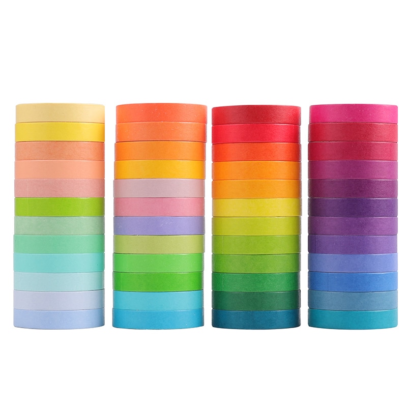 48 Teile/satz Grund Einfarbig Washi Band Regenbogen Farbe Maskierung Band Dekorative Klebeband Aufkleber Sammelalbum Tagebuch Schreibwaren