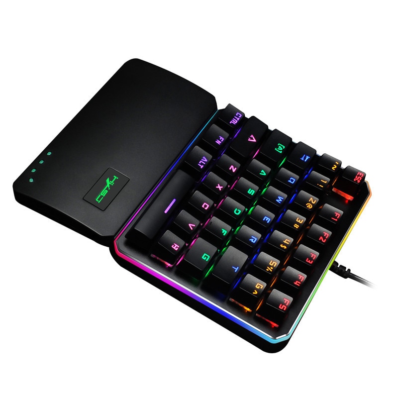 Hand tastatur 35-Schlüssel RGB Mehrere Hintergrundbeleuchtung Modus HXSJ Einhand Spielen Tastatur LSuitable für Berufs Spiel Spieler