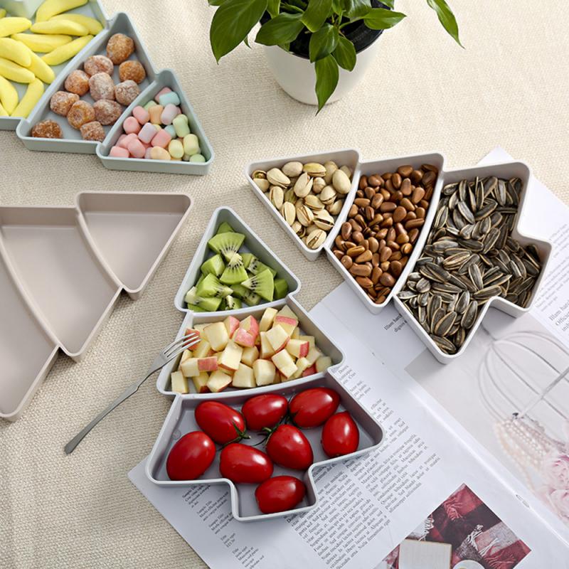 Obst-fach Kreative Weihnachten Baum bilden Snack-fach Obst Getrocknete Obst murmeln Samen Platte Geschirr Frühstück Tablett Küche Liefert