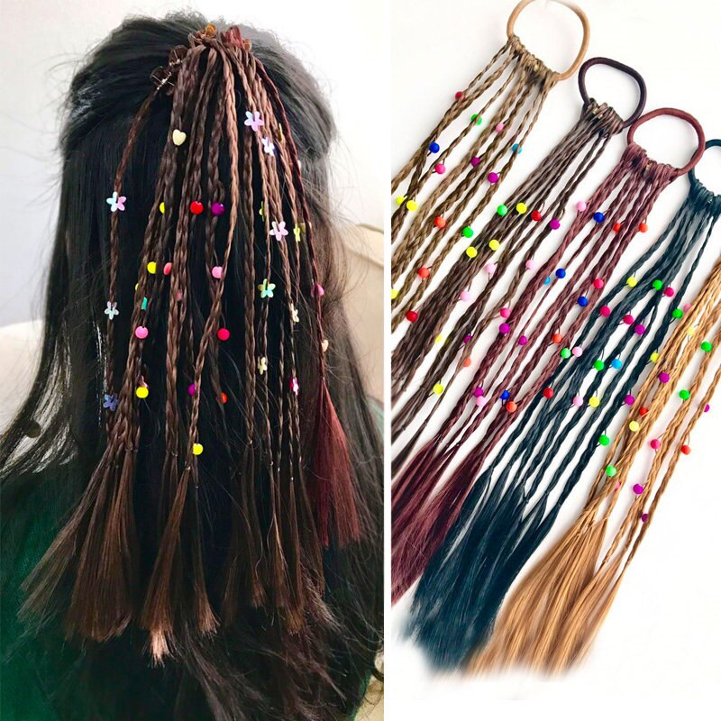 Mädchen perücken bunte perlen zöpfe haar schleife prinzessin geflochten Twist haar seil reise haar stil kopfschmuck