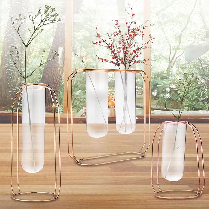 Glas Schlauch Pflanze Topf Hängen Vase Metall Stand Blume Flasche Container Hydrokultur Container Terrarium