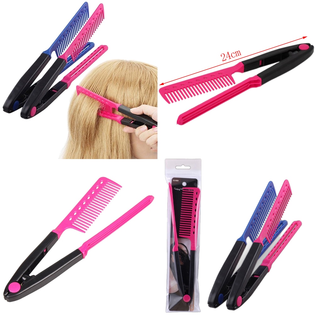 V Typ Waschbar Falten Haarglätter Kamm DIY Salon Friseur Pinsel Styling Werkzeug Zubehör