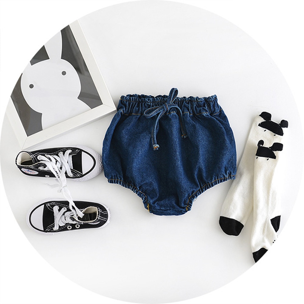 Koreanische Baby Jungen Denim kurze Hose Kleinkind Kleinkind Baby Mädchen PP kurze Hose Windel Abdeckung Denim kurze Hose freundlicher Jeans Schlauch Pumphose Baby kurze Hose