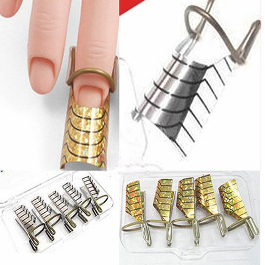 5 teile/satz Aluminium silber/Gold nagel nagel-bilden-kunst-spitze-verlängerungs-formen für Acryl & UV Gel