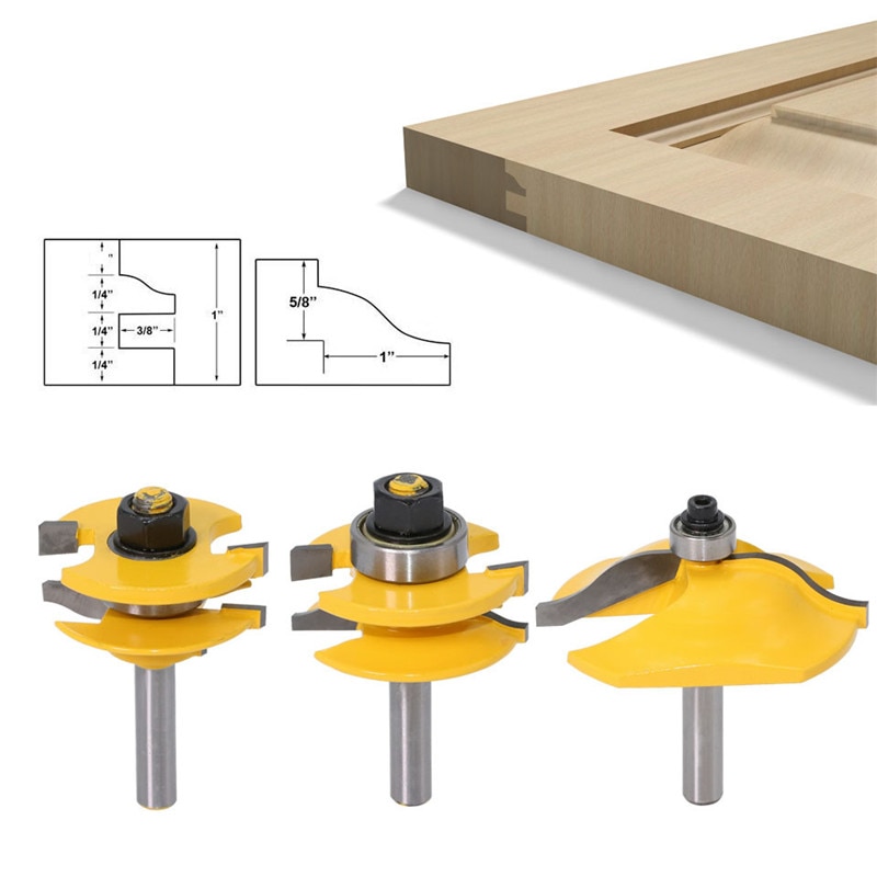 8mm Schaft Erhöhten Tafel Schrank Tür Router bisschen einstellen Holz Cutter Fräser 3 bisschen Ogee Holzbearbeitung Router Bits