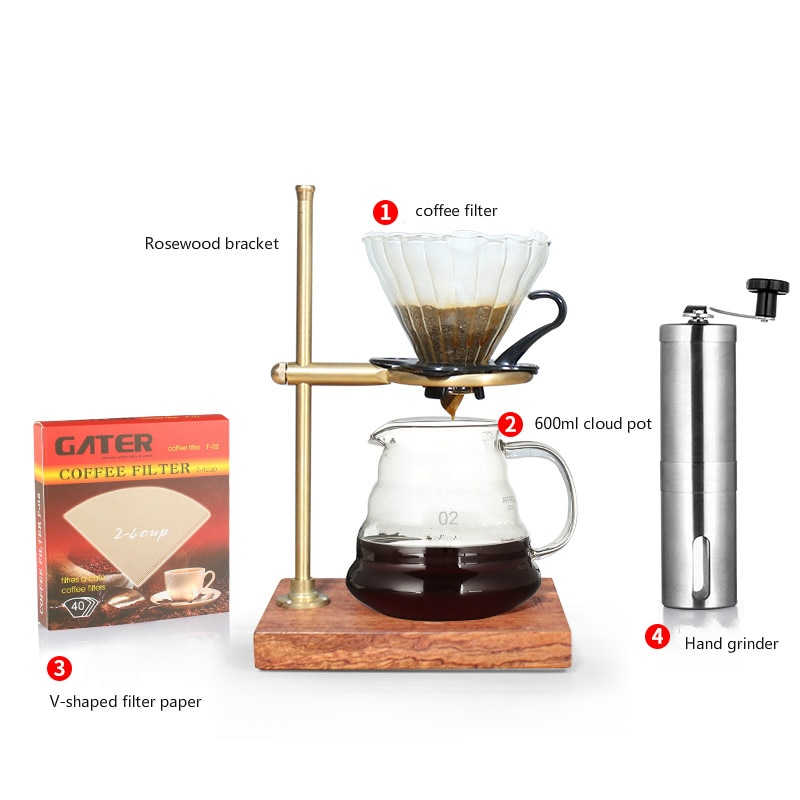 Amerikanischen Kaffee Hand Brauen Kaffee Halfter Hause retro Einfache Hand Brau Topf Tropf Filter Halfter Palisander Boden Kaffee Halfter