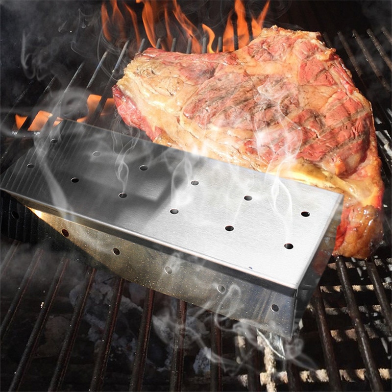 Raucher Kasten Raucher Rohr für BBQ Grill Holz Chips Edelstahl Rauch Kasten Für draussen-Grill Grillen Zubehör Werkzeuge