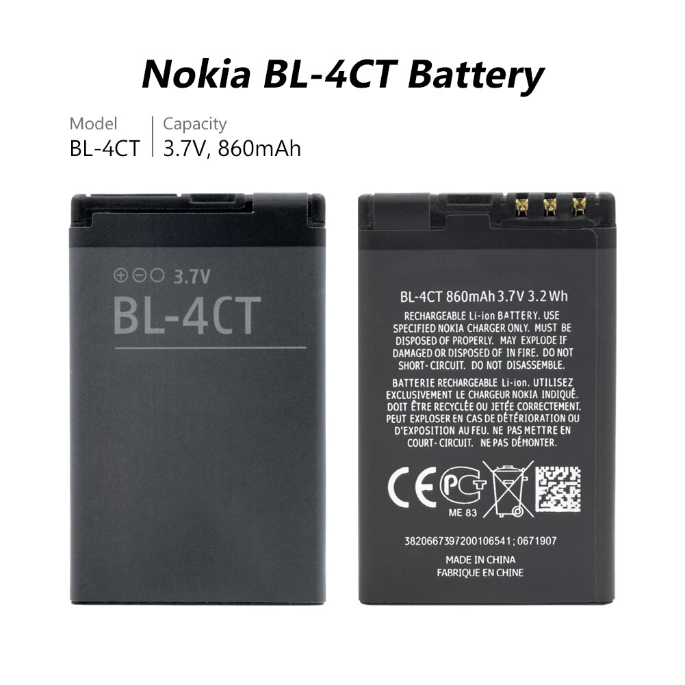 BL-4CT telefon Batterie BL 4CT Für NOKIA 5310 5630 X3 2720A 3720 5300XM 6730C X3-00 2720F BL4CT 860mAh Ersatz batterie Bateria