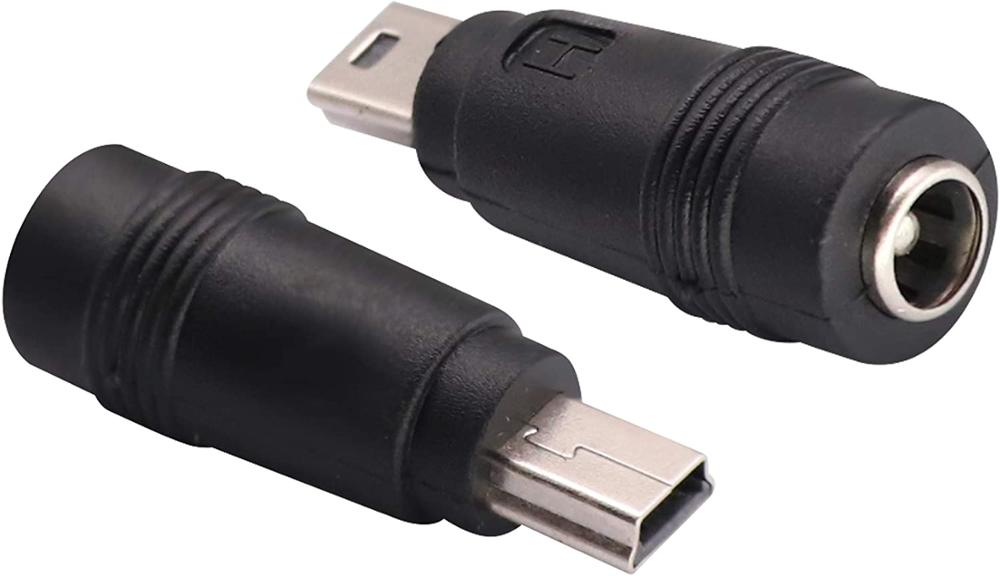 2Pack USB Mini DC Energie AdapterMini USB Stecker auf DC 5,5x2,1mm Verbinder Aufladen Fass Jack Energie Adapter Mini USB 5V Anschluss