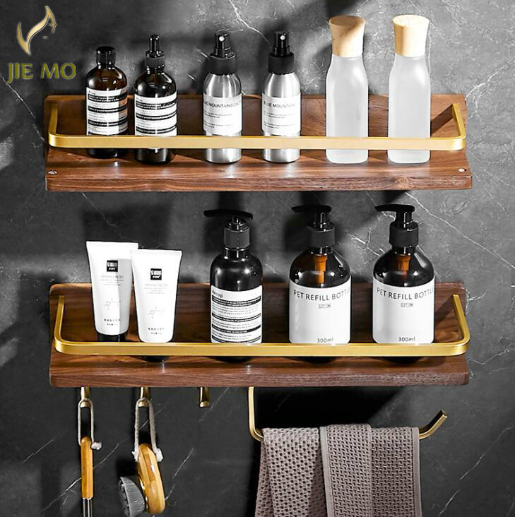 Holz und raum Aluminium Material bethroom Regal küche Regal handtuch Ring haken Gold aufhänger Gestell