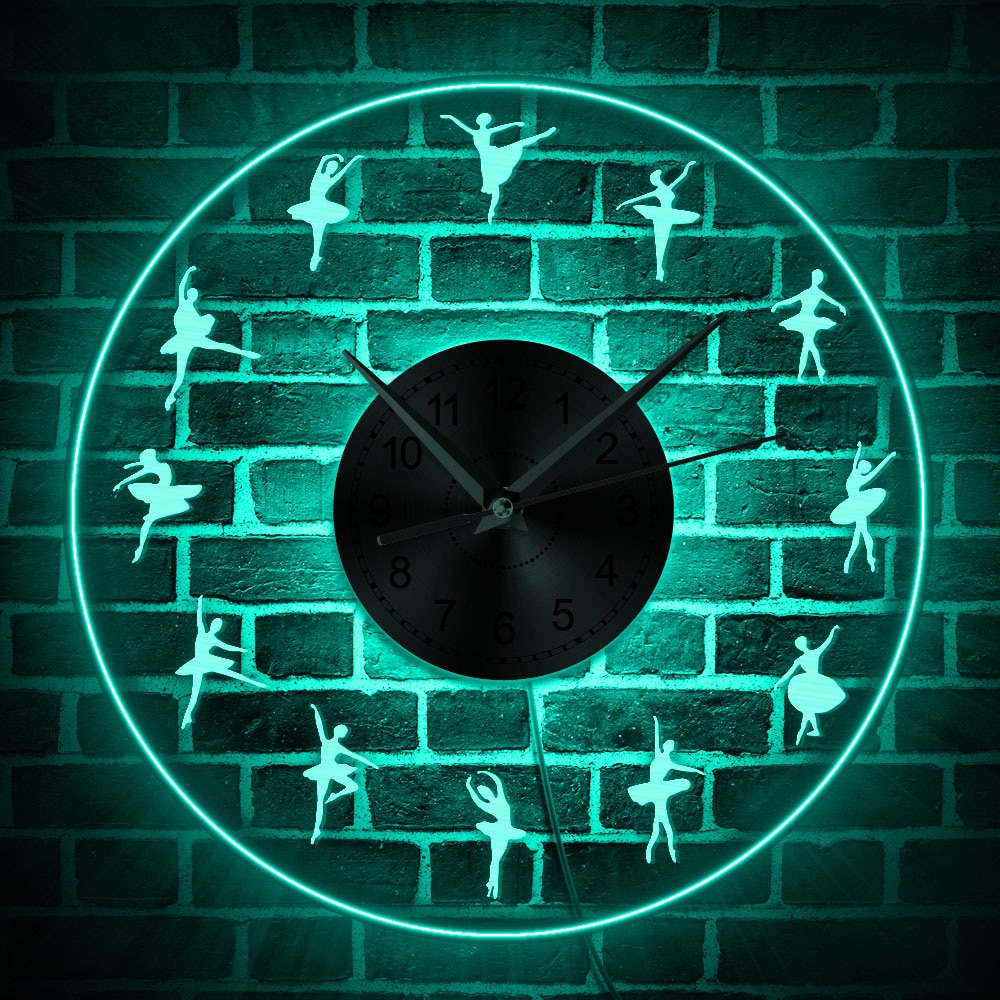 Ballett LED Wanduhr Ballerina Tänzer Kunst Dekorative Transparente Zauberstab Uhren Modernes Dekor Uhren Multi Farben