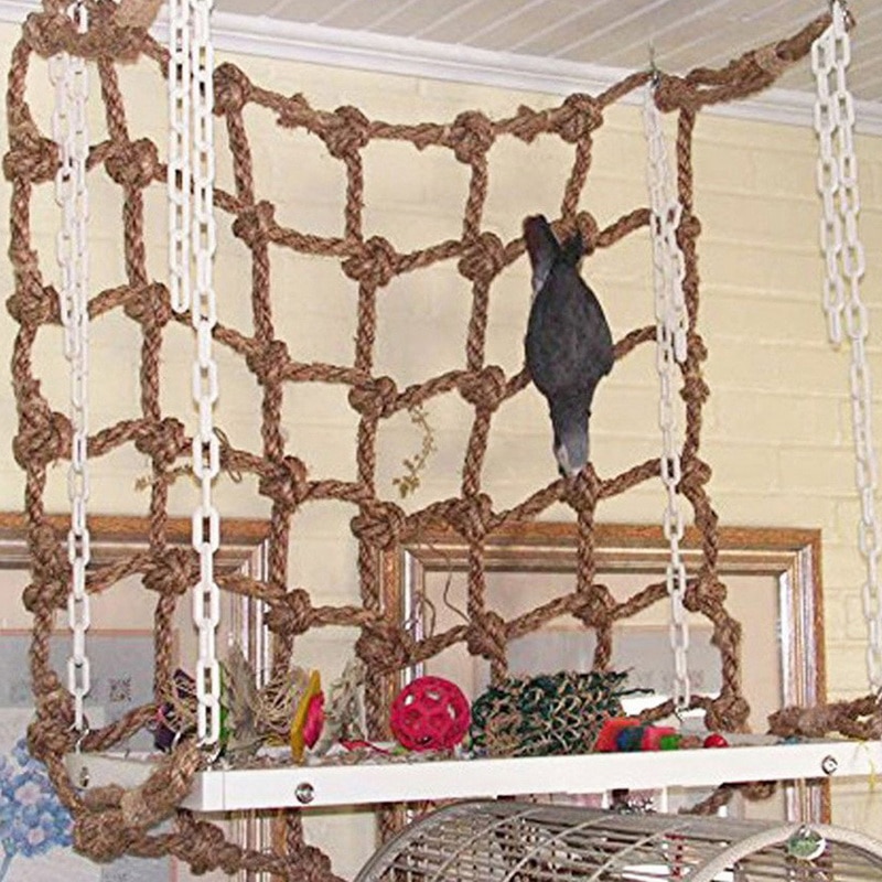 Klettern Netz Spielzeug Beißen Papegaaien Speelgoed VöGel Accessoires Vogel Spielzeug Papagei Hanf Seil