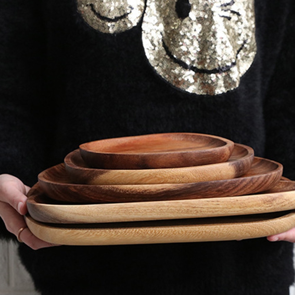 Lebensmittel Gericht Nachtisch Küche Platte Tablett Unregelmäßigen Oval Akazie Lebensmittel Platte Obst Gerichte Tee Untertasse Geschirr Küche Werkzeuge