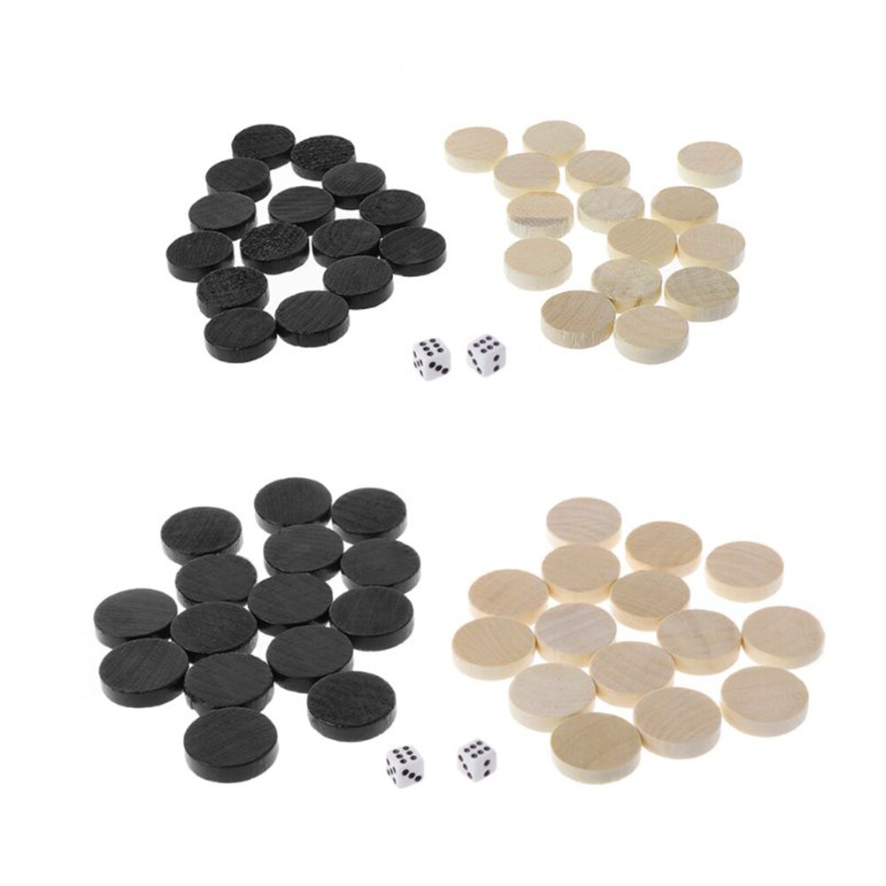 30 stücke Holz Zugluft Dame Backgammon Schach Stück für Art Bord Spiel 2 Würfel Täglichen Bord Spiele Intelligenz Spiele