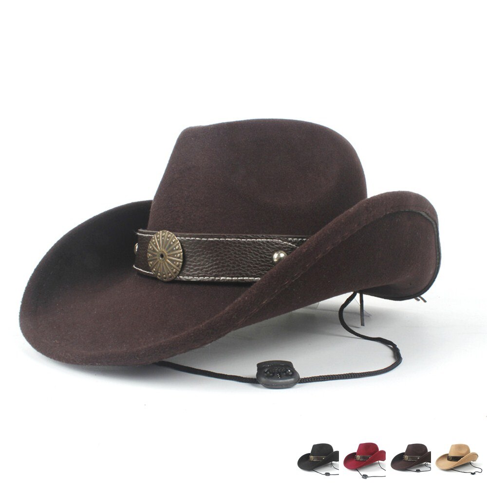 Frauen Männer Wolle Hohl Western Cowboy Hütte Cowgirl Hütte Gentleman Outblack Sombrero hombre Jazz Kappe Reit kappe