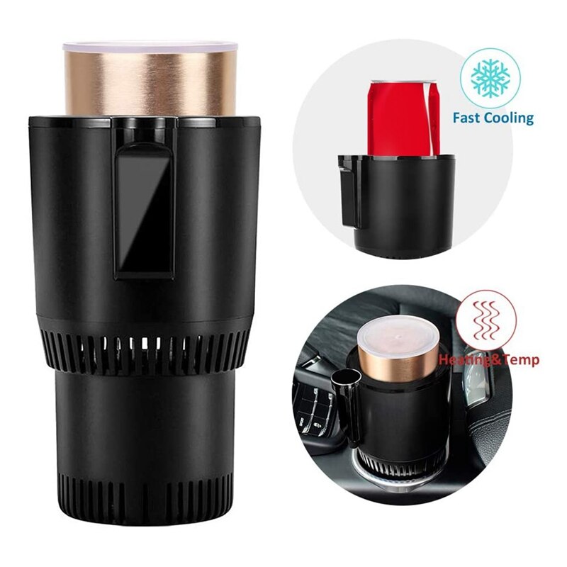 12V Auto Büro 2 in 1 Heizung Kühl Tasse Wärmer Kühler Tasse Clever Digital Anzeige Becher Getränke Halfter mit Aluminium Tasse