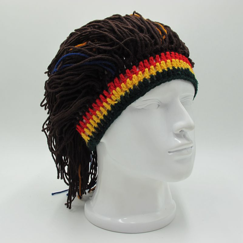 1Pc Reggae Dreadlocks unisex jamaikanisch Gestrickte Mützen Perücke Geflecht Hütte Rasta Haar Hütte Handgemachte Phantasie Perücke Kappen