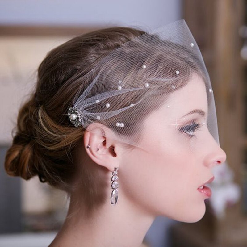Hochzeit Schleier Perlen Perlen Braut Schleier Vogelkäfig Veu De Noiva Accessoire Cheveux Mariage Dekoration