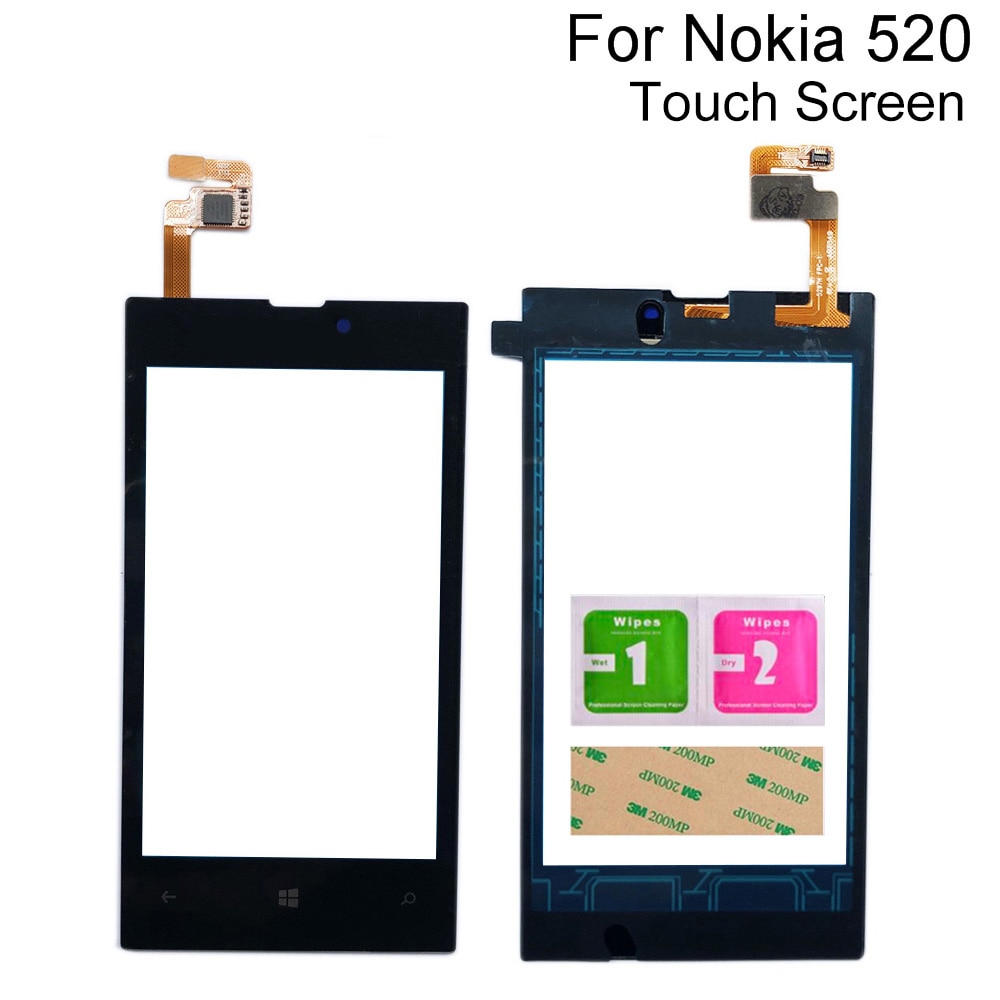 berühren Bildschirm Glas Für Nokia Lumia 520 525 N520 N525 berühren Tafel Bildschirm Sensor Digitizer äußere Glas Objektiv Werkzeuge 3M Kleber