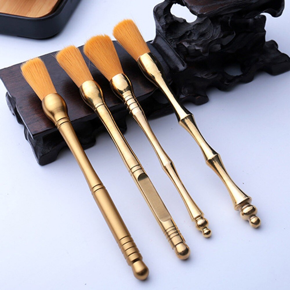 Mehrere Größen 100% Kupfer Tee Stift Holz Tee Busch Tee fegen Kaffeemühle Maschine Reinigung Pinsel dich Borstel