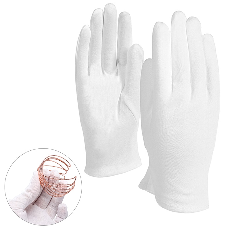 4 paare Weiß Baumwolle Handschuhe Weiche Dünne Münze Schmuck Inspektion Arbeit Handschuhe