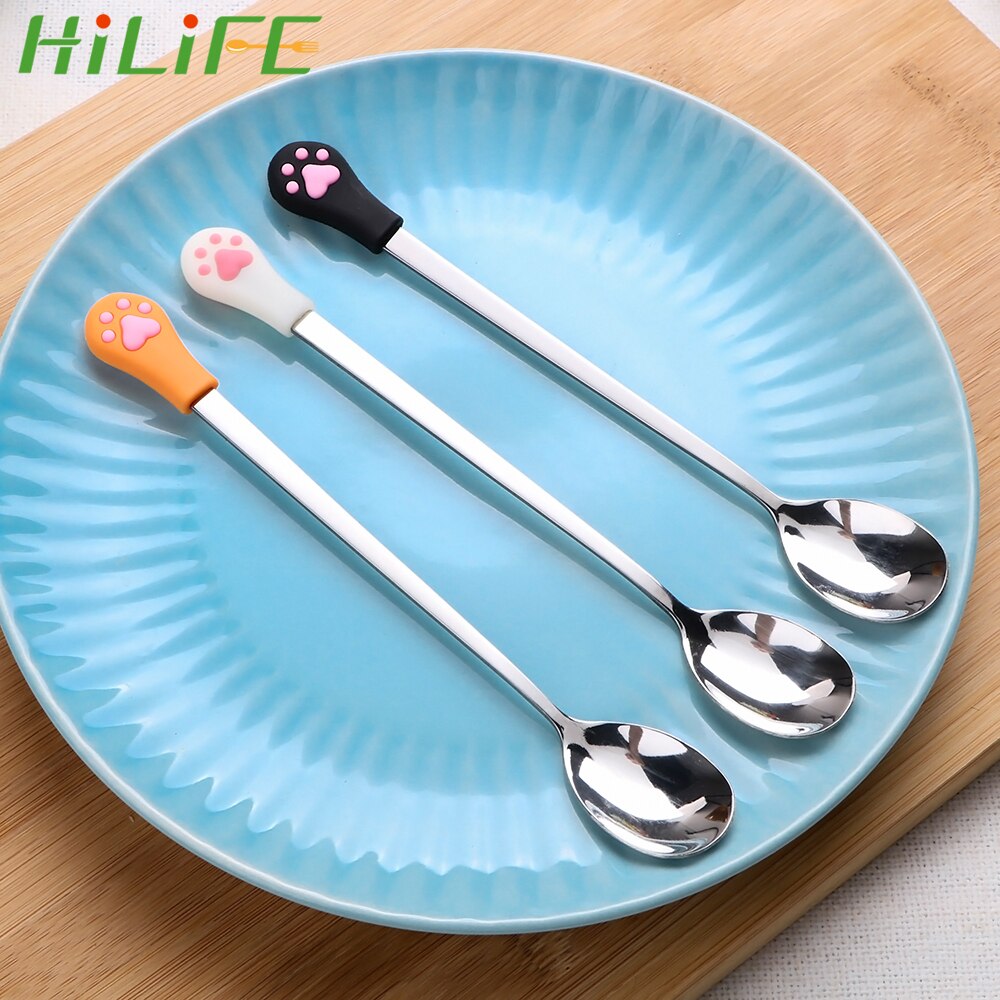HILIFE Kaffee Löffel Nette Katze Klaue Edelstahl Küche Liefert Süßigkeiten Tee Trinken Löffel Obst Gabel Nachtisch Löffel Geschirr