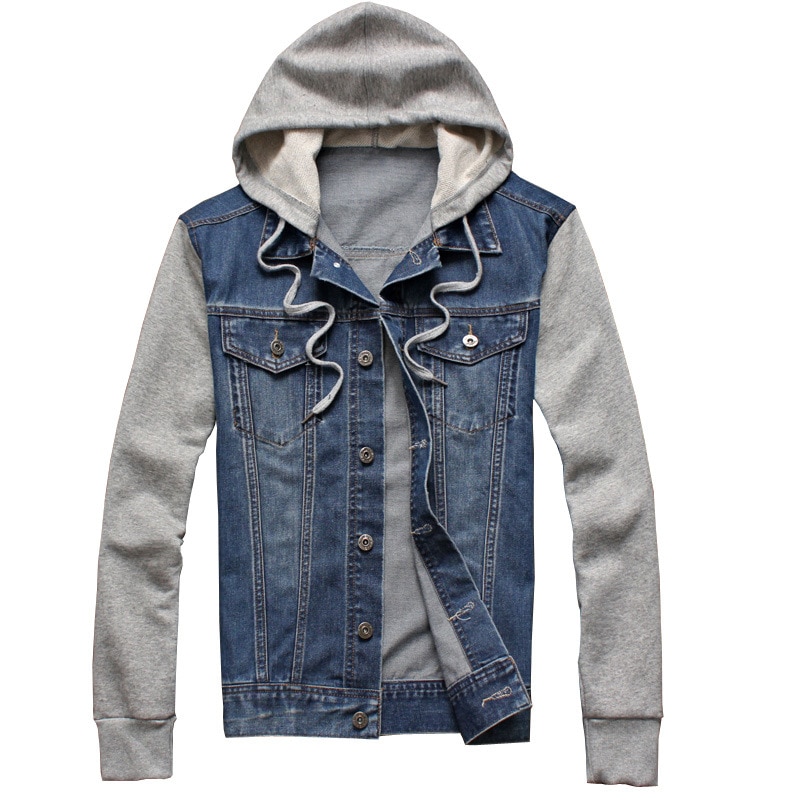 Herren Denim Mit Kapuze Outwear Jugendliche Lässige Jeans Jacken Hoody Cowboy Herren Jacke Mantel Große Größe