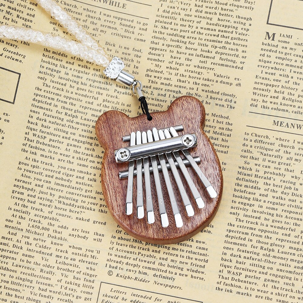 Niedlich Daumen Klavier Bären Mahagoni Bord Finger Klavier 8 Tasten Kalimba mit Schlüsselband Musical Instrumente Geburtstag