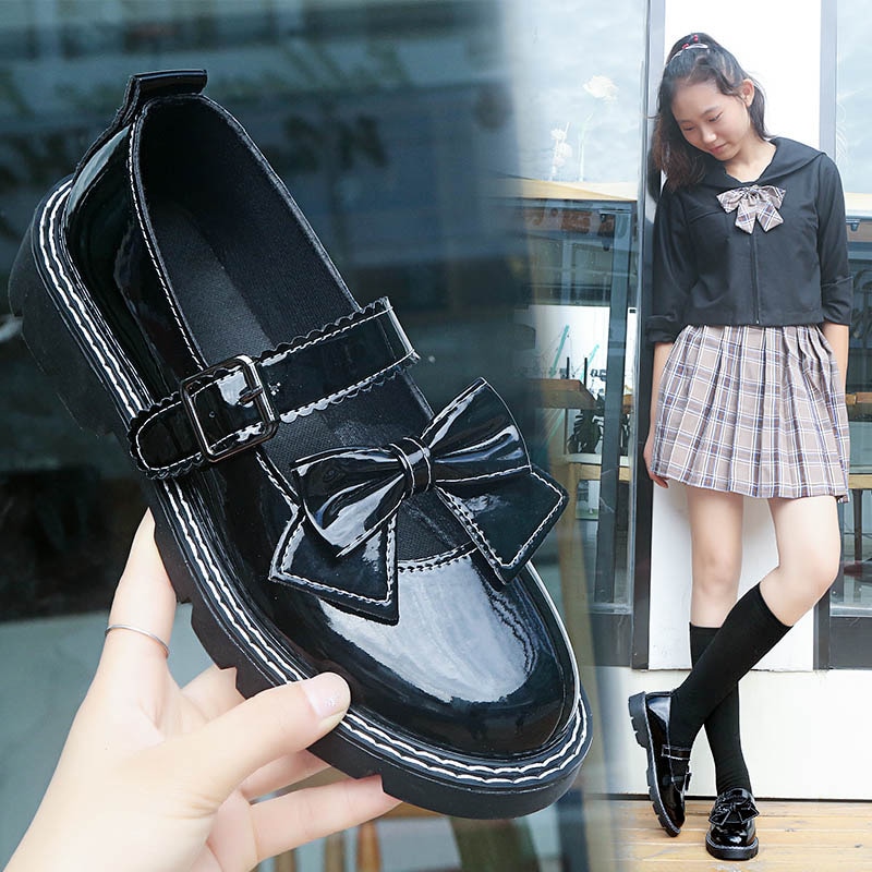 Neue Helle Leder Oxfords Frauen Schuhe Wohnungen Unterhose auf Metall Schnalle Dicken Boden Plattform Schuhe Frau Plus Größe 35-44 damen Schuhe