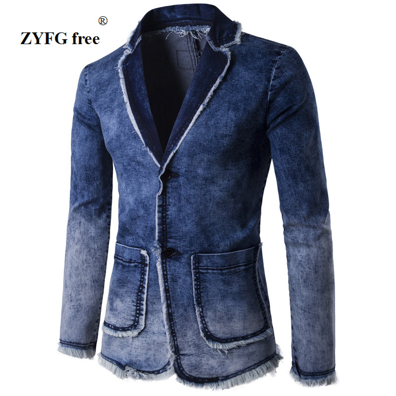 neue herbst Winter stil männer lässig anzug Mantel männer persönlichkeit Ecke wasser waschen Denim tasche schmücken Freizeit anzug Mantel