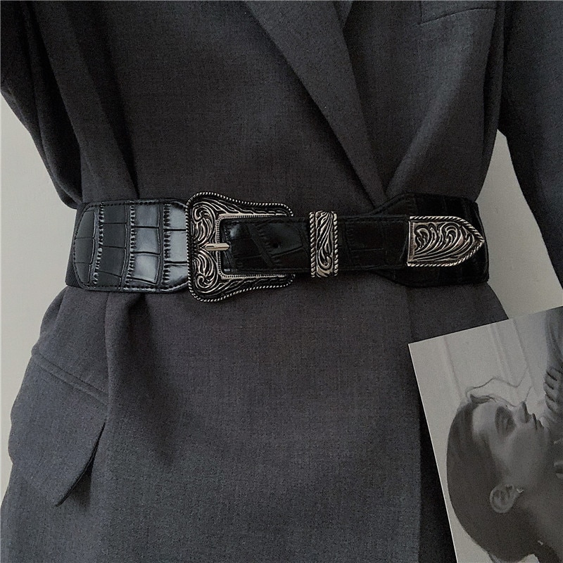 Gürtel Für Frauen Elastische Korsett Gürtel Plus Größe strecken Cummerbunds Breite Ceinture Femme Jahrgang Schnalle