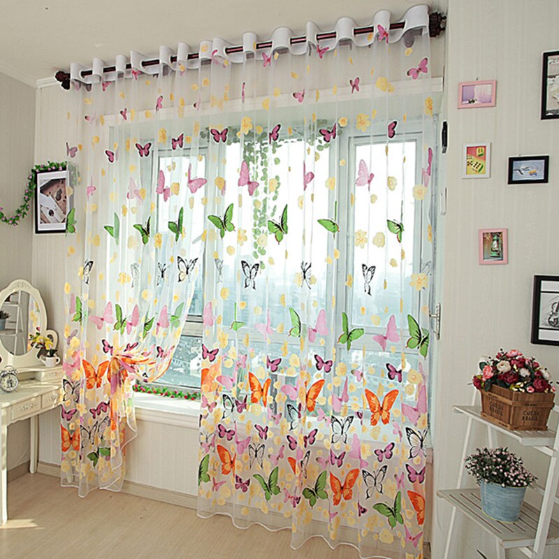 Bunte Schmetterling Tüll auf Fenster Schleier schier Vorhänge für Küche Wohnzimmer Schlafzimmer Fenster Screening Vorhänge